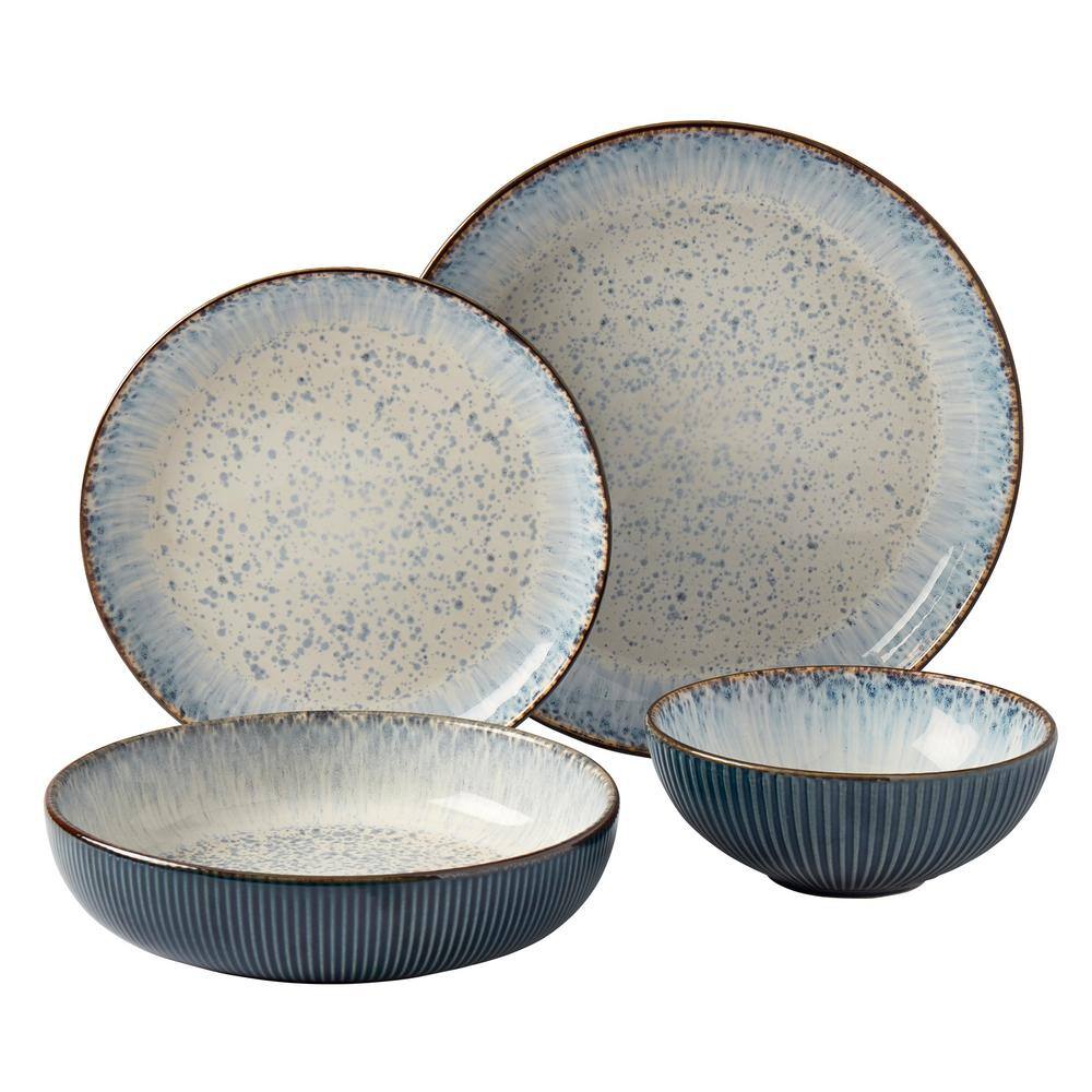 Tabletops Gallery 16-Piece Blue Jura Smoke Stoneware Dinnerware Set (Service for 4) TTU-A5430-ECM