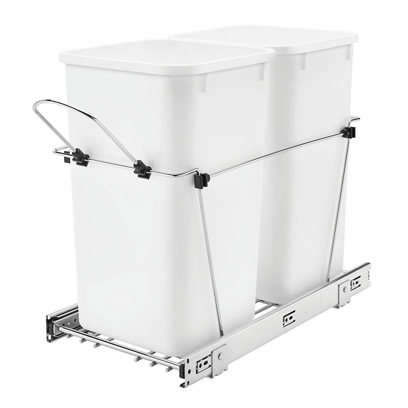 Rev-a-shelf Double Pull Out Trash Can 27 Qt For Kitchen， White， Rv-15kd-11c S