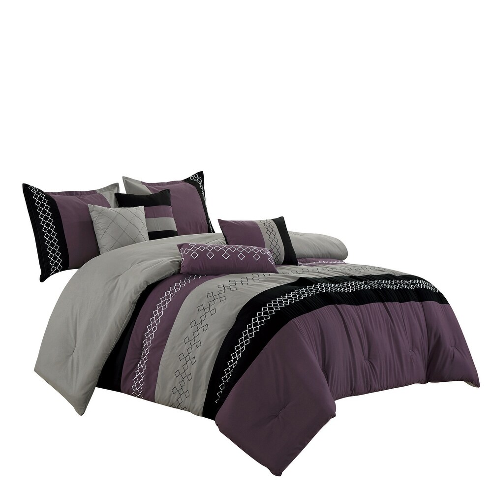 Wellco Bedding Comforter Set Bed In A Bag   7 Piece Luxury Myrtle microfiber Bedding Sets   Oversized Bedroom Comforters