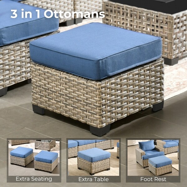 HOOOWOOO 9piece Outdoor Patio Wicker Furniture Set with Coffee Table