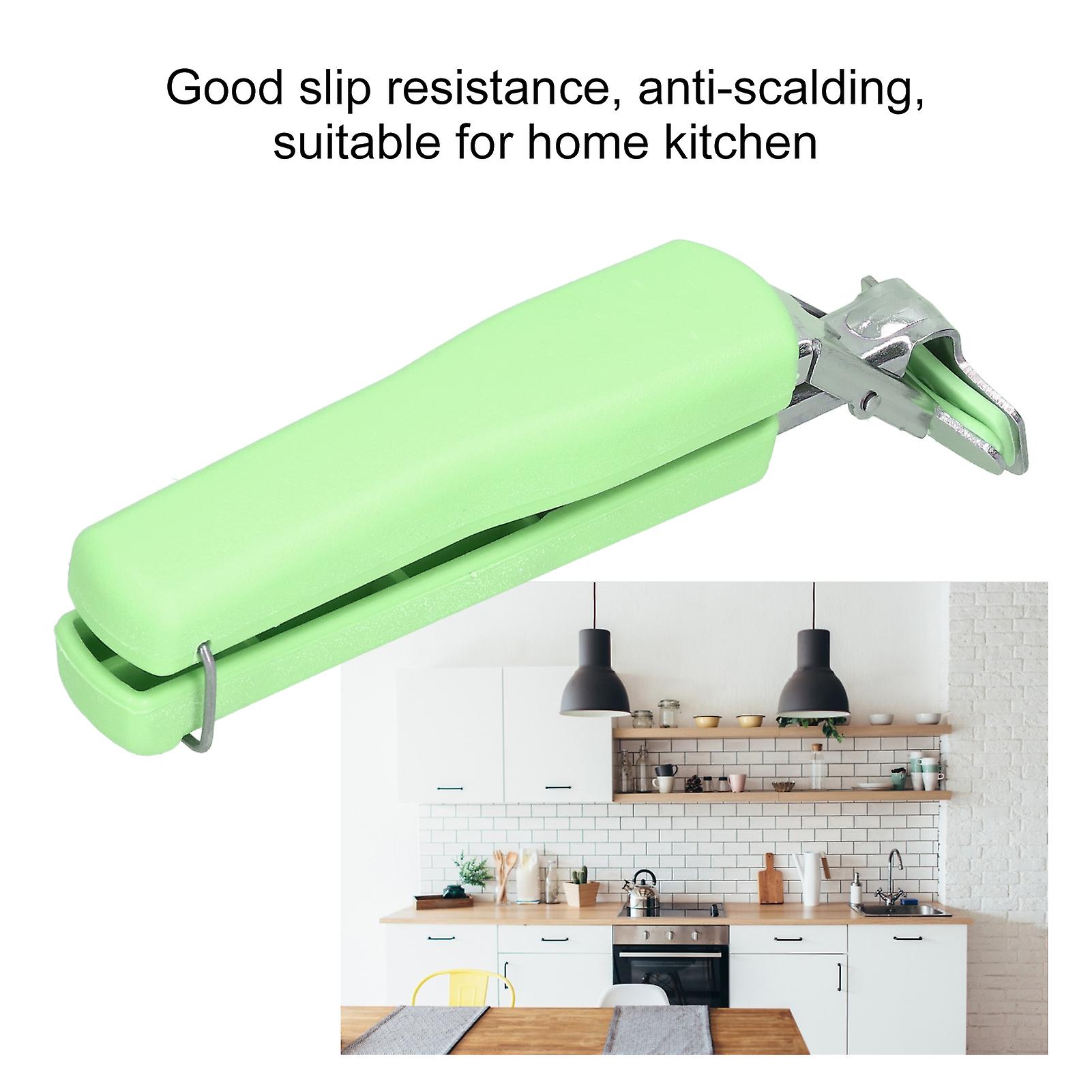 Hot Plate Gripper， Stainless Steel Hot Bowl Dish Clips Tongs Scald-proof Clamp Holder For Microwave Toaster Oven Steamer[green]