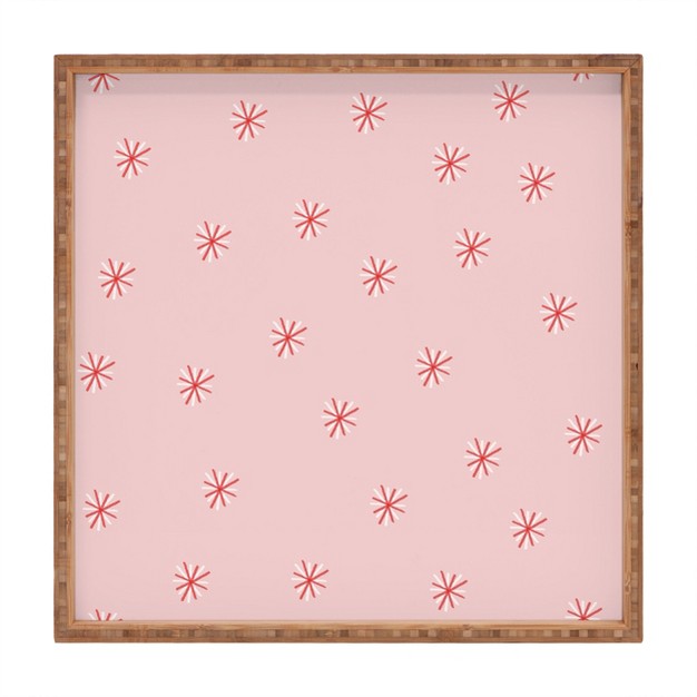 Hello Twiggs Candy Cane Stars Square Bamboo Tray Deny Designs