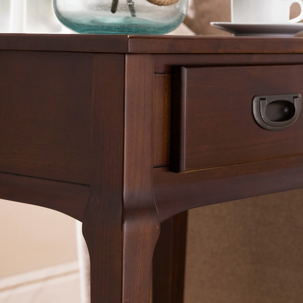 KD Furnishings Chocolate Cherry Wood Side Table with Drawer