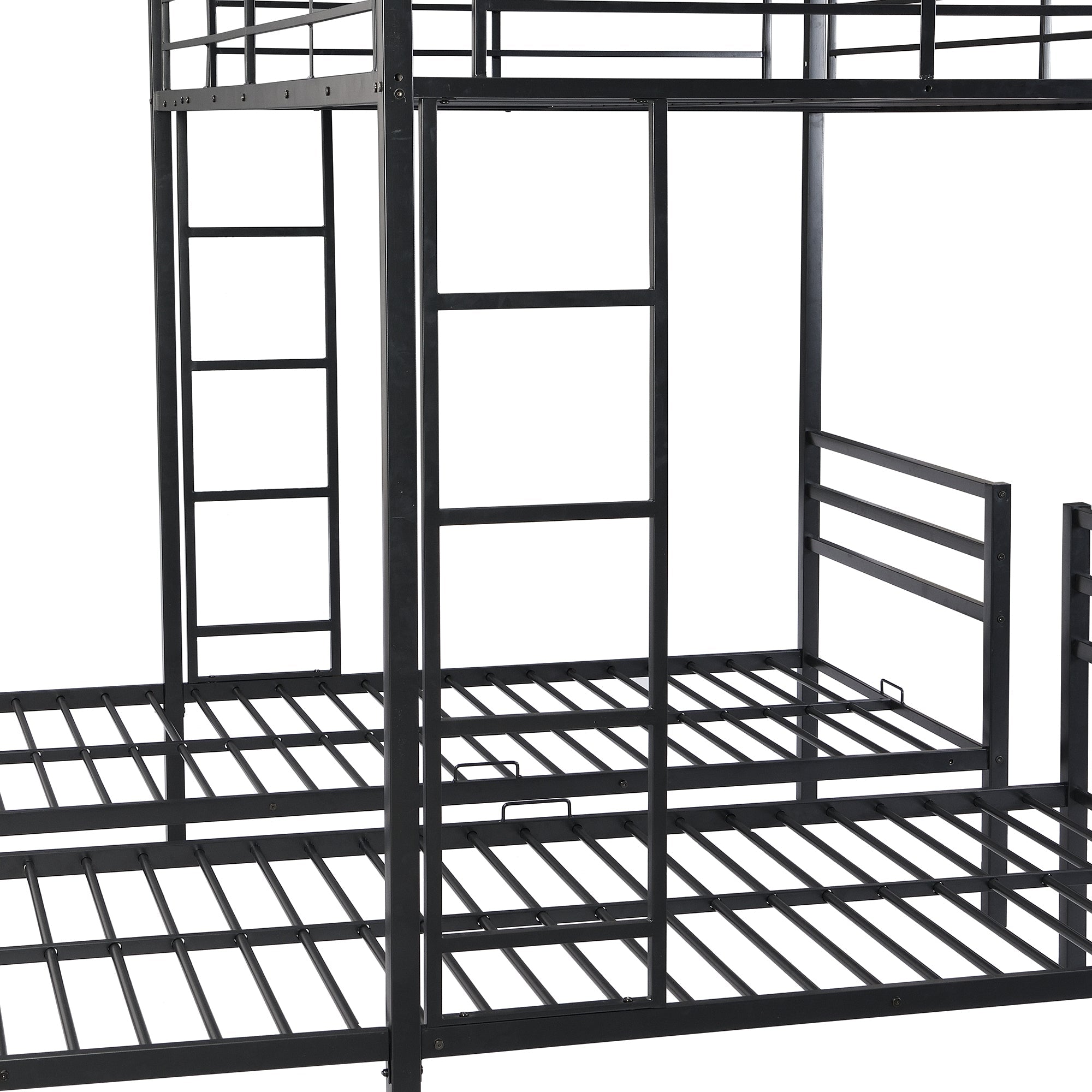 Bellemave Metal Triple Bunk Bed with Ladder, Full over Twin & Twin Bunk Bed for 3 Kids, Teens, Boys & Girl in Bedroom (Black)