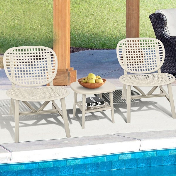 3 Pieces Patio Table Chair Set， Outdoor Conversation Bistro Set - 22.05*23.23*31.3in - Overstock - 37260275