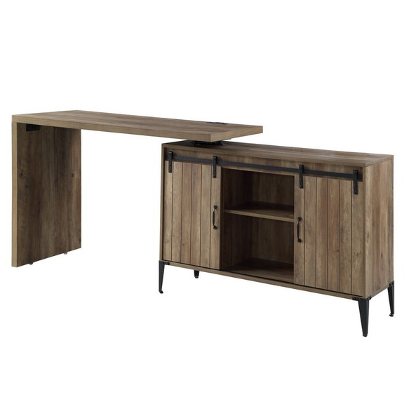 ACME Zakwani Writing Desk w/USB Desk  Rustic Oak  ...