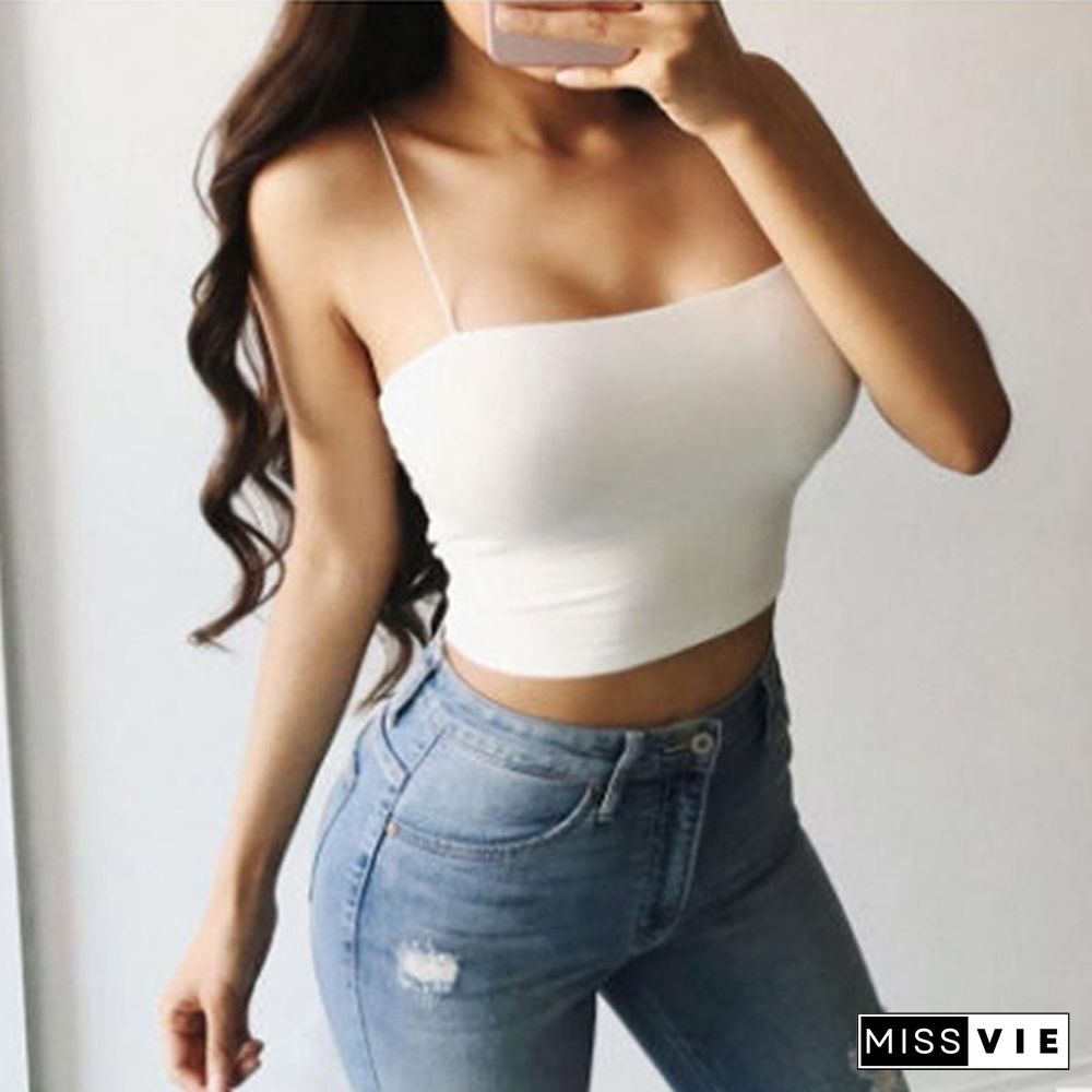 Fashion Summer Women Sexy Camis Crop Top Spaghetti Strap Tank Top Sleeveless Shirt Slim Fitness Bralette Tops Strap Skinny Vest Camisole