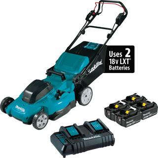 Makita 18-Volt X2 (36V) LXT Lithium-Ion Cordless 19 in. Walk Behind Self-Propelled Lawn Mower Kit w4 batteries (5.0Ah) XML14CT1