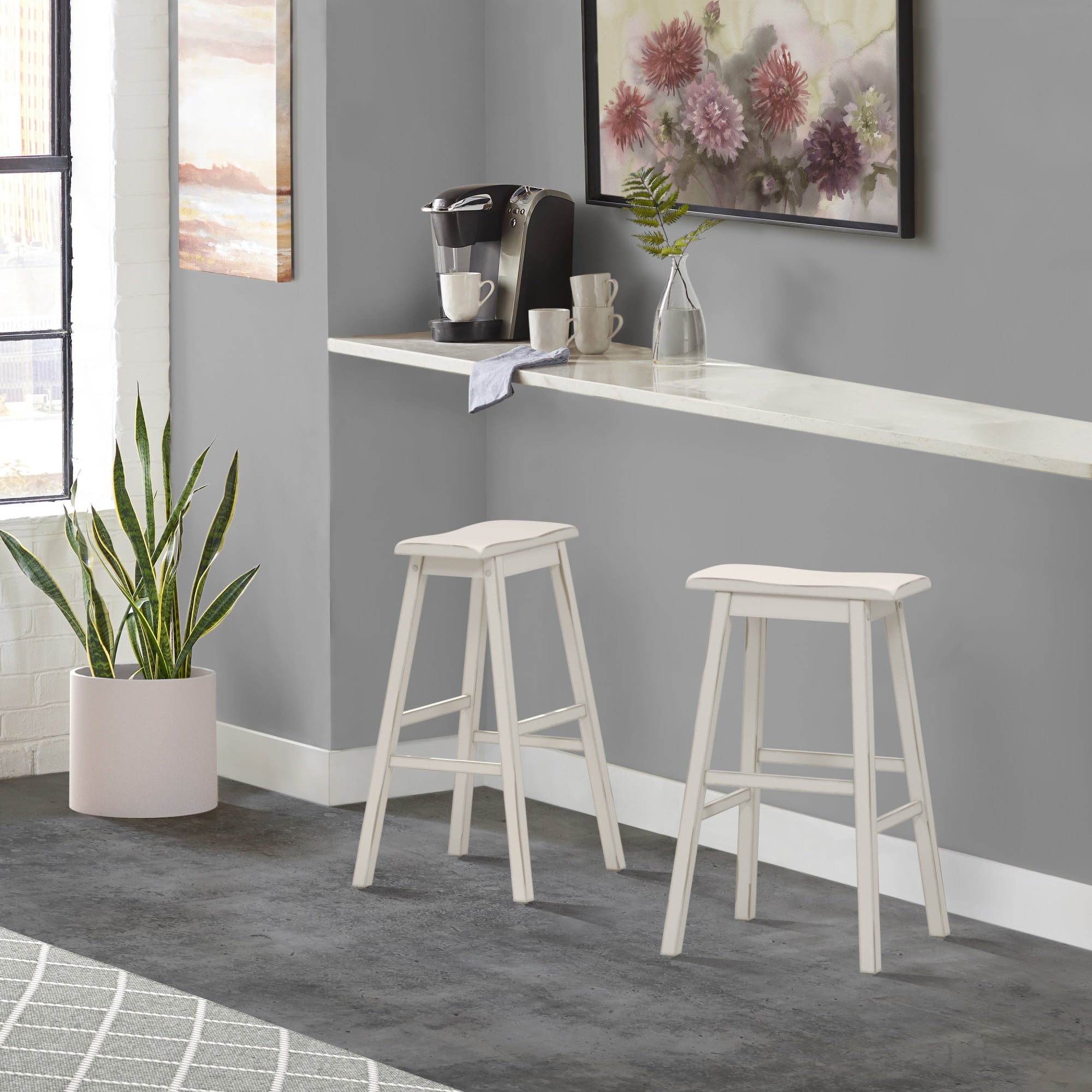 Hillsdale Furniture Moreno Bar Stool with Swivel， Sea White