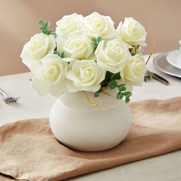 100Pack Ivory Artificial Foam Roses 3