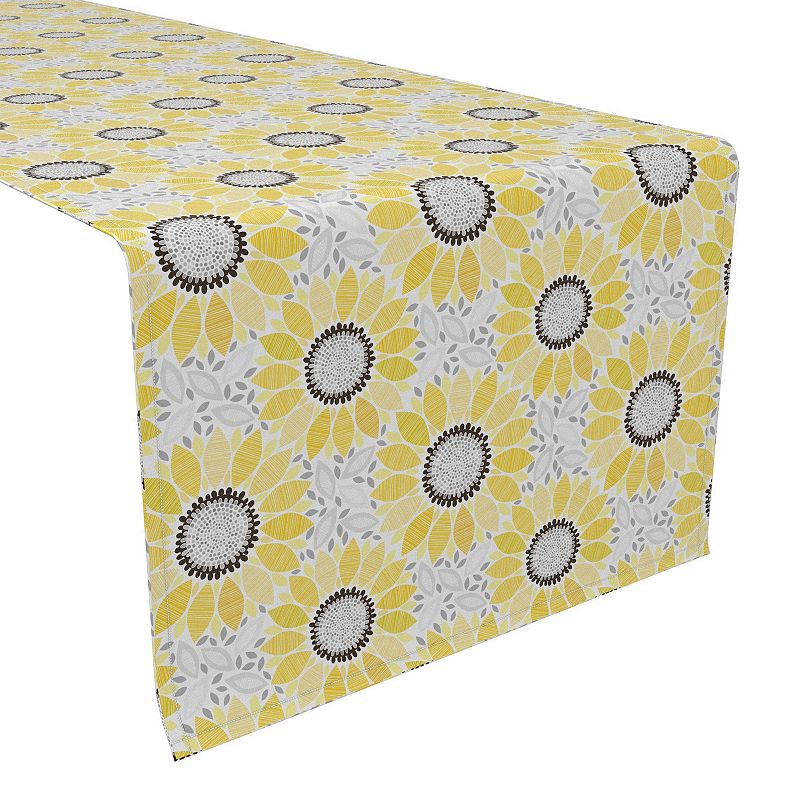 Table Runner， 100% Cotton， 16x90， Abstract Sunflowers