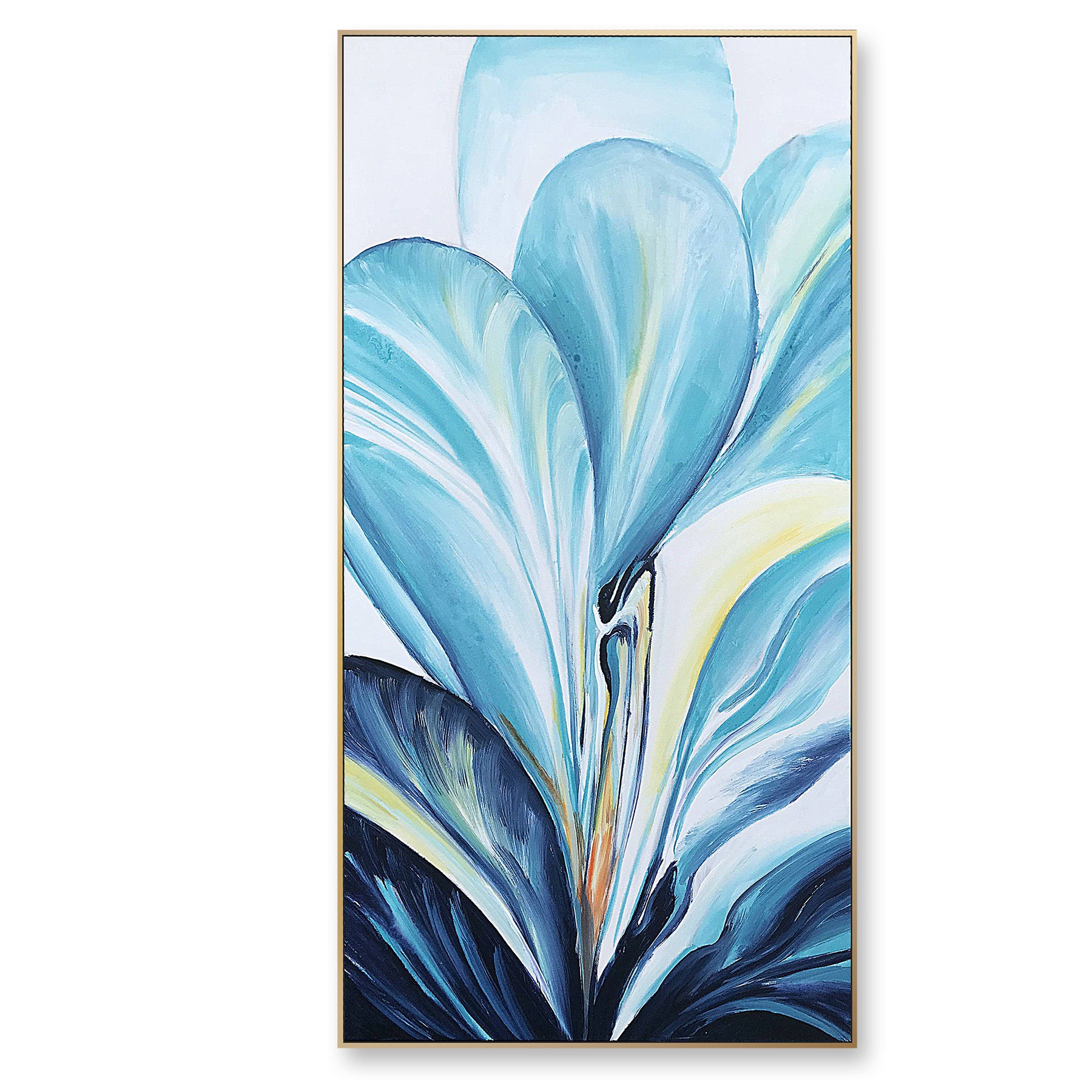 Blue Flower Hand Painted Art Painting With 160X80 Cm Frame Soaap0008