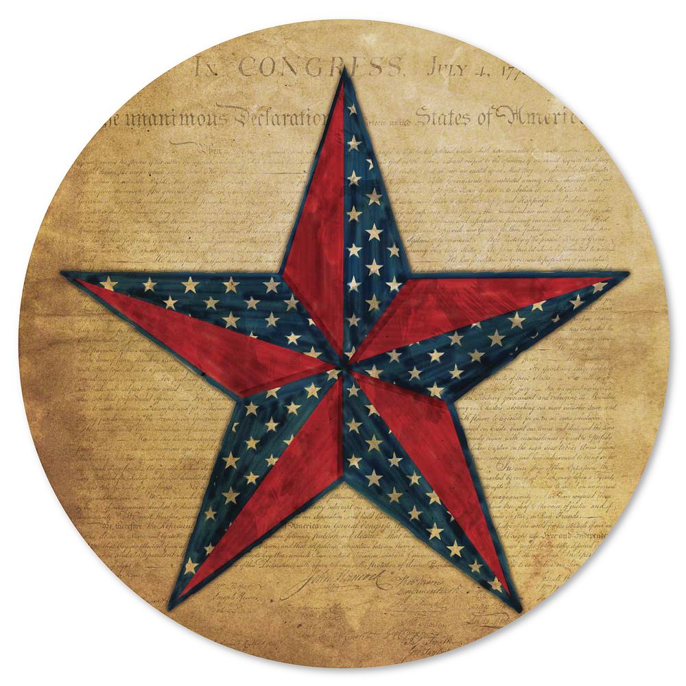 Courtside Market Flag Star II Circular Board Wall Art