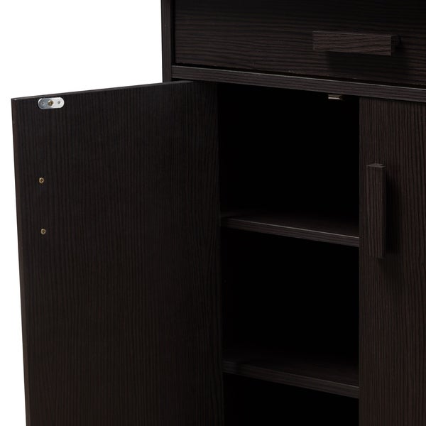 Contemporary Dark Brown Shoe Cabinet by Baxton Studio - - 22580565