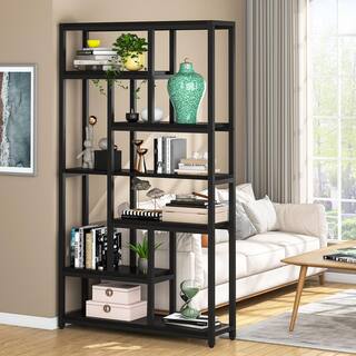 BYBLIGHT Eulas 79 in. Black 10-Shelf Etagere Bookcase with Open Shelves 7-Tier Extra Tall Bookshelf for Home Office BB-U78-XL