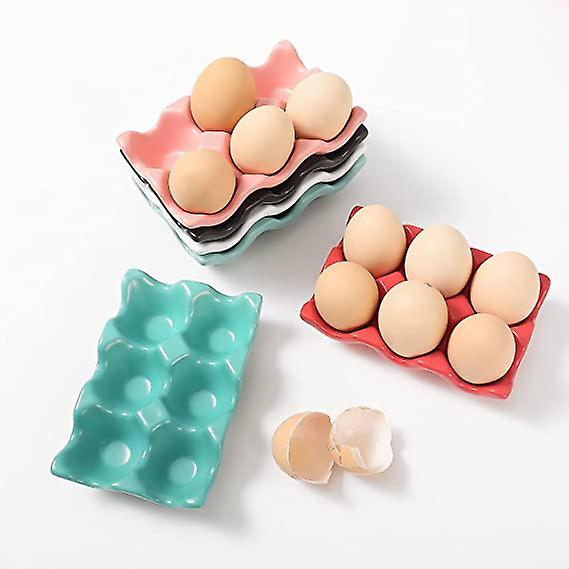 6 Cups Egg Tray Serveware， Eggs Dispenser， Egg Holder Set Kitchen Restaurant Fridge Storage Decorative Accessory (blue)