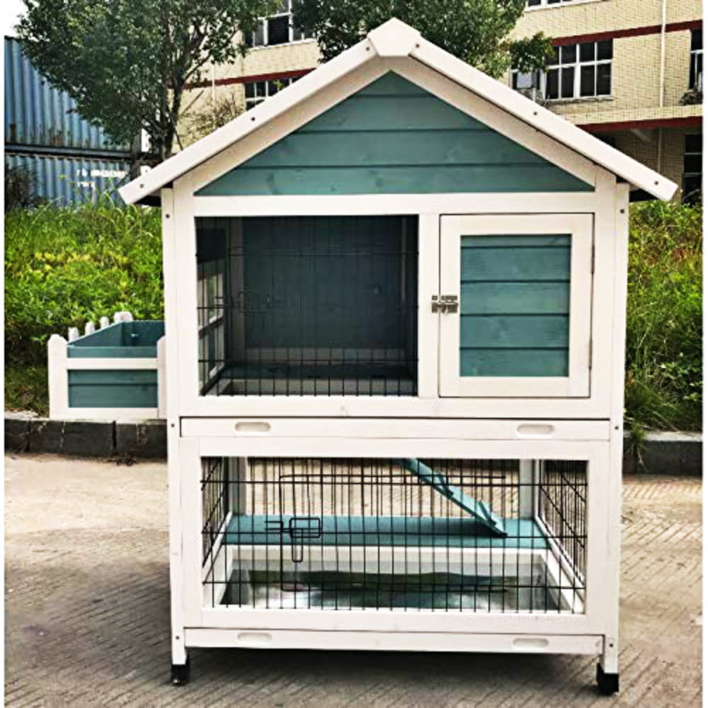 Garden Window Wooden Rabbit Hutch Bunny Cage Guinea Pig House Ferret Chinchilla Small Animal Habitat