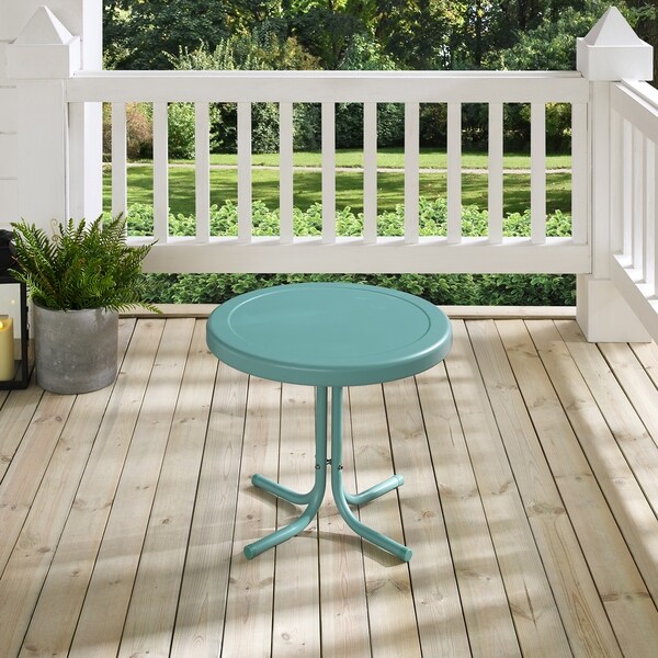 Crosley Retro Metal Side Table In Caribbean Blue