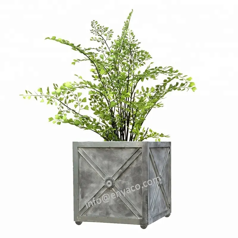 Vintage French Design Cube Planter Box Outdoor Decorative Plant Pots Wholesale Home and Garden Supplies