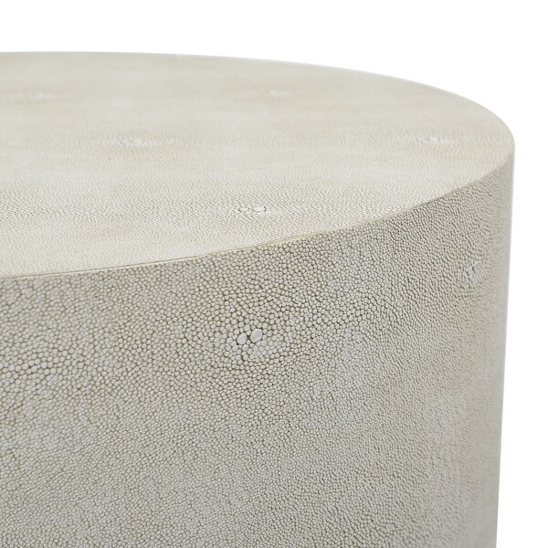 Dann Foley Lifestyle - Oval Side Table - Ivory Faux Leather Shagreen Finish