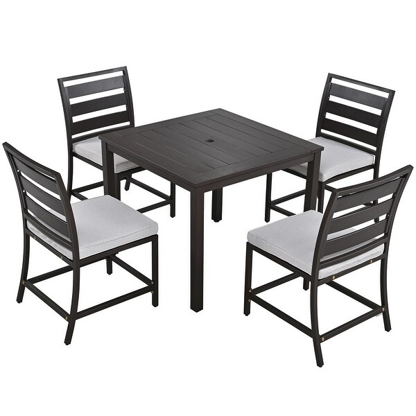 4 Pcs Patio Dining Sets Patio Conversation Sets with Umbrella Hole -  - 37895085