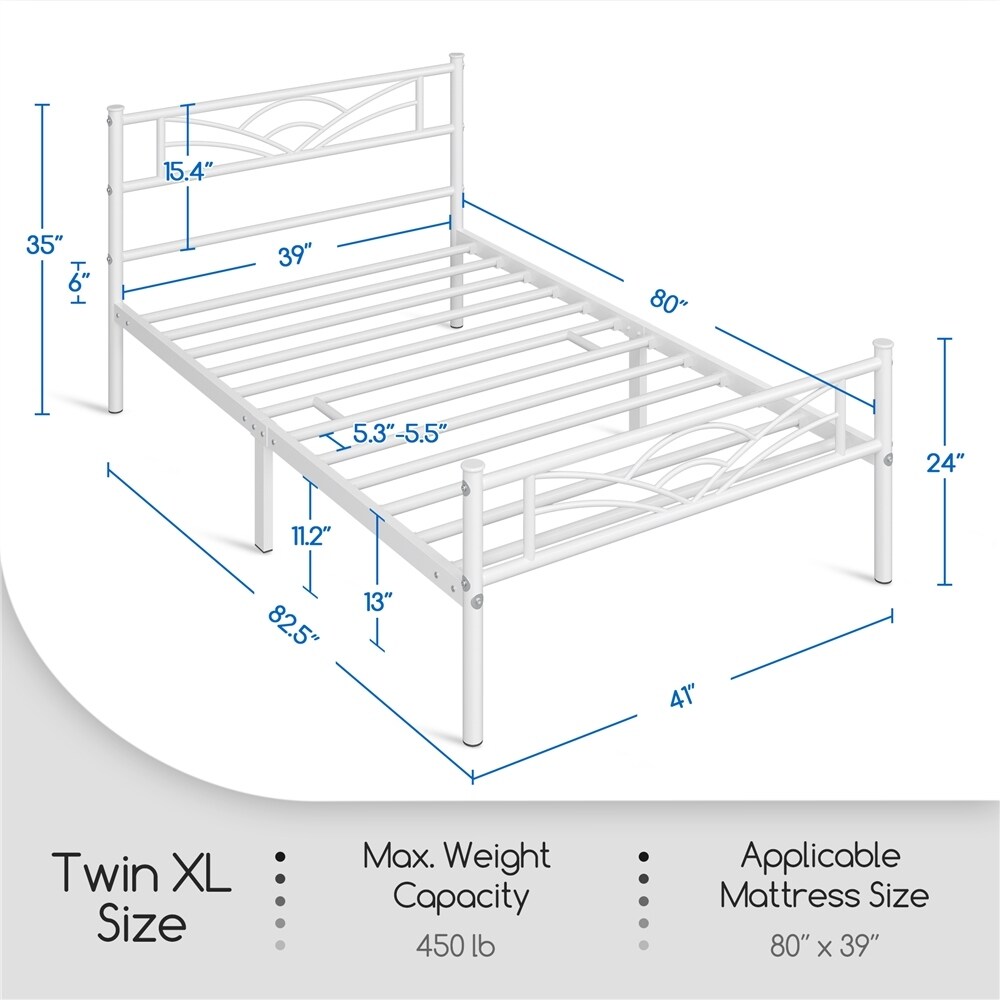 Yaheetech Metal Platform Bed Frame with Underbed Storage Bed Frame with Cloud inspired Design Headboard