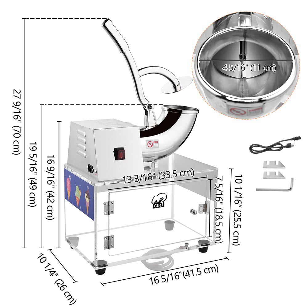 Yescom Electric Snow Cone Ice Shaver with Acrylic Case, Small