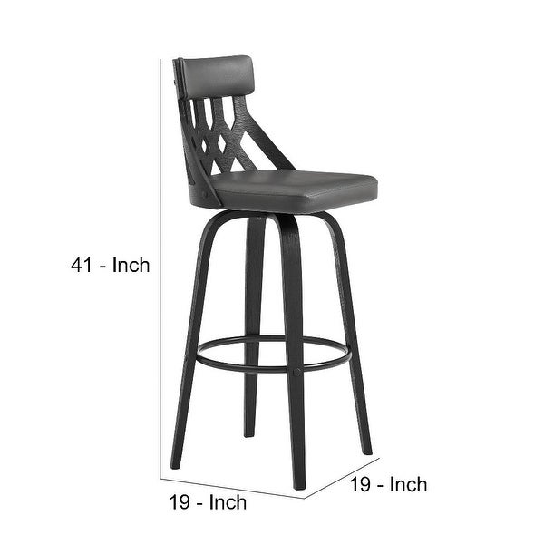 Swivel Bar Stool with Ornate Geometric Cut Out Back - 19 L x 19 W x 41 H Inches