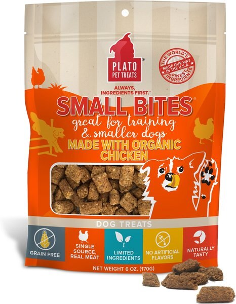 Plato Small Bites Organic Chicken Grain-Free Dog Treats