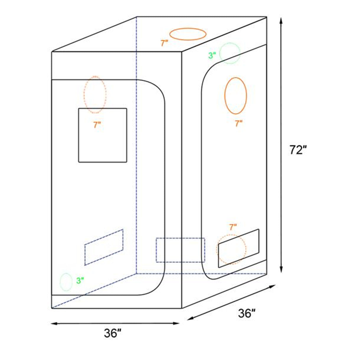 MDHAND 90*90*180cm Home Use Dismountable Hydroponic Plant Growing Tent with Window Green and Black