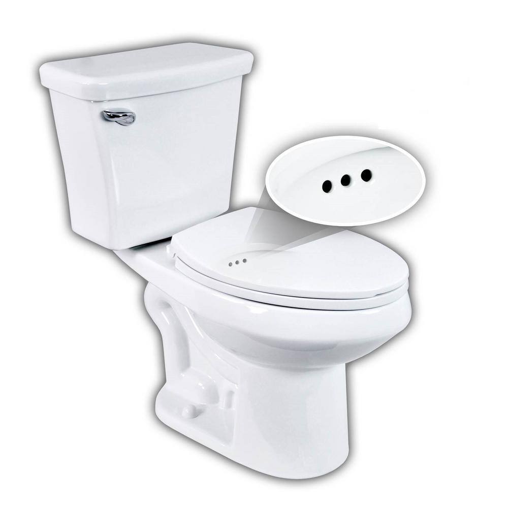 Penguin Toilets 2-pc. 1.28 GPF Single Flush Elongated Toilet with Patented Overflow Protection Technology in White with Seat 524