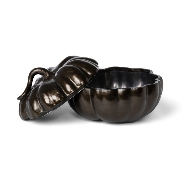 Park Hill Collection Bronze Lidded Ceramic Pumpkin Bowl Medium