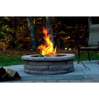 Nantucket Pavers Ledgestone 47 in. x 14 in. Round Concrete Wood Fuel Fire Pit Ring Kit Gray 72001