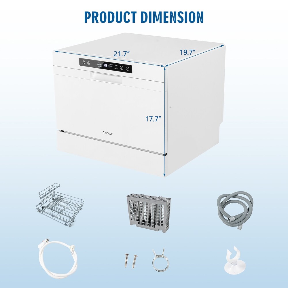 Compact Countertop Dishwasher 6 Place Settings w/ 5 Washing Programs