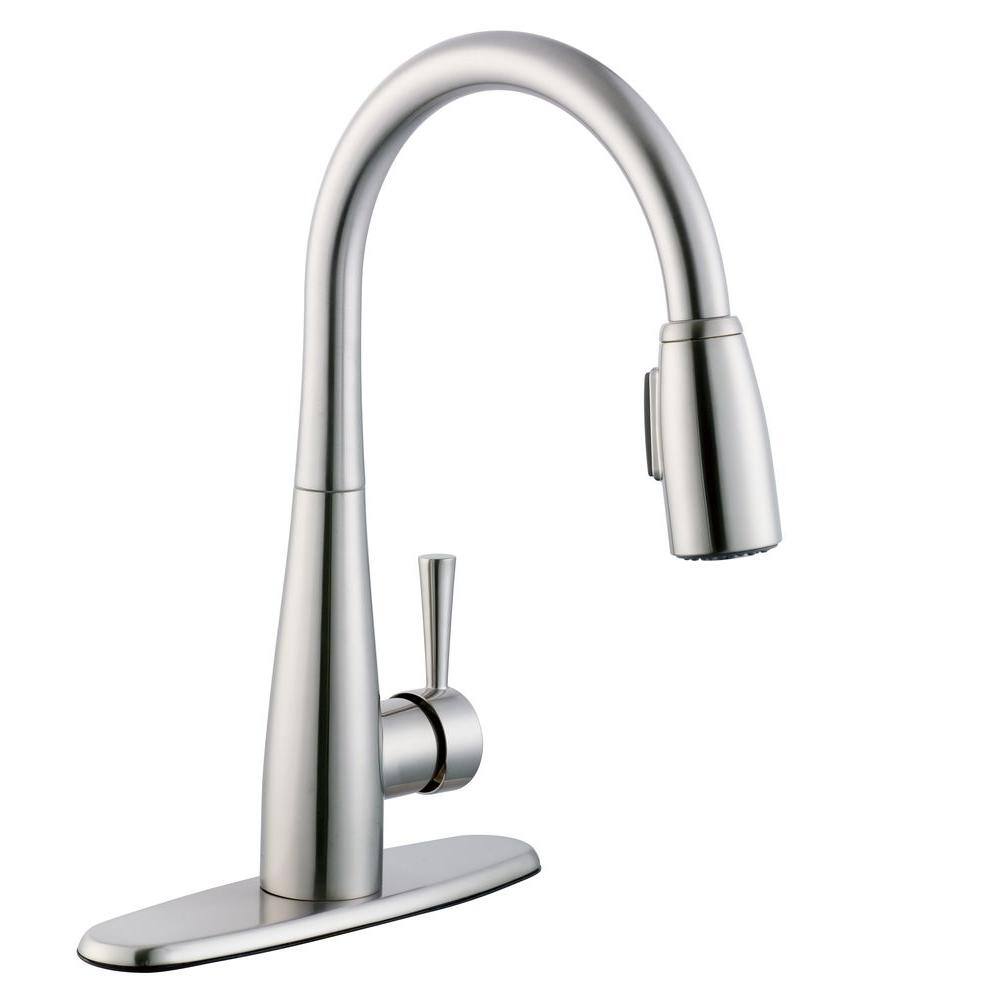 Glacier Bay 900 Series Single-Handle Pull-Down Sprayer Kitchen Faucet with Soap Dispenser in Stainless Steel HD65890W-1008D2