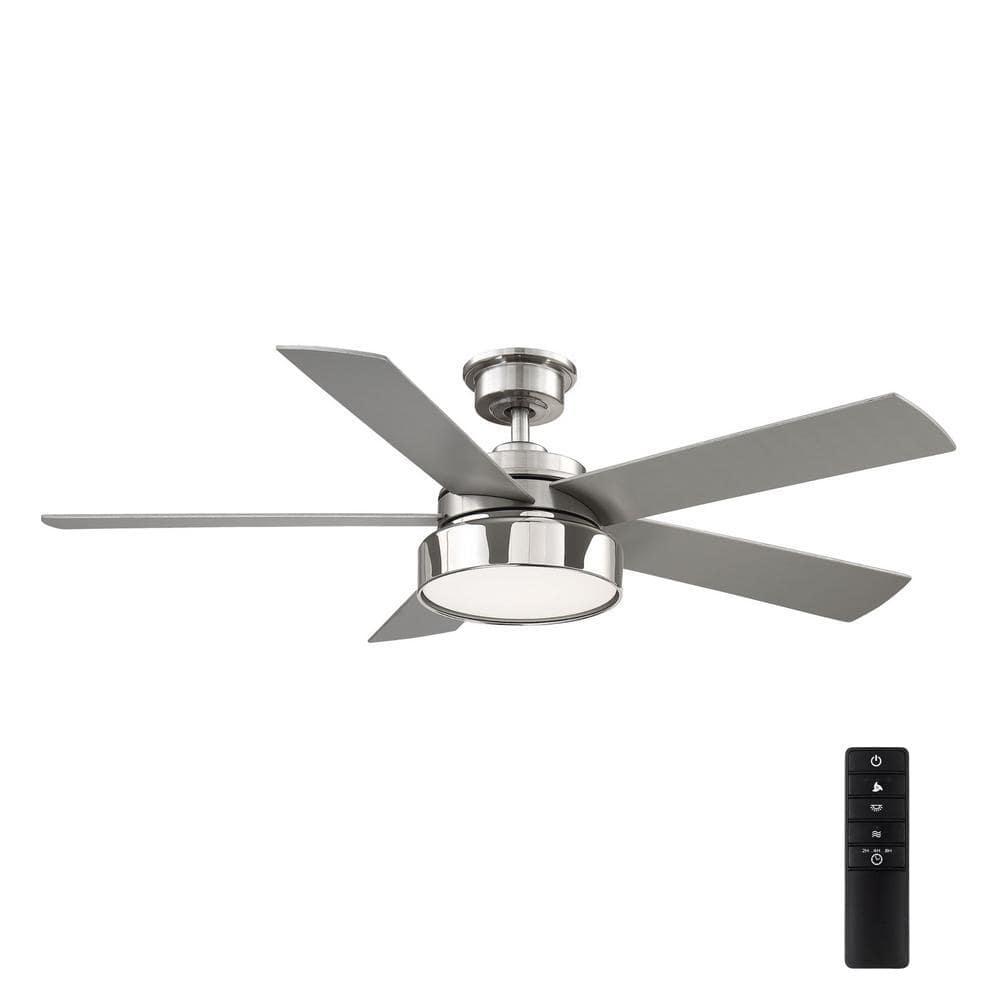 Home Decorators Collection Cherwell 52 in LED Brushed Nickel Ceiling Fan with Light