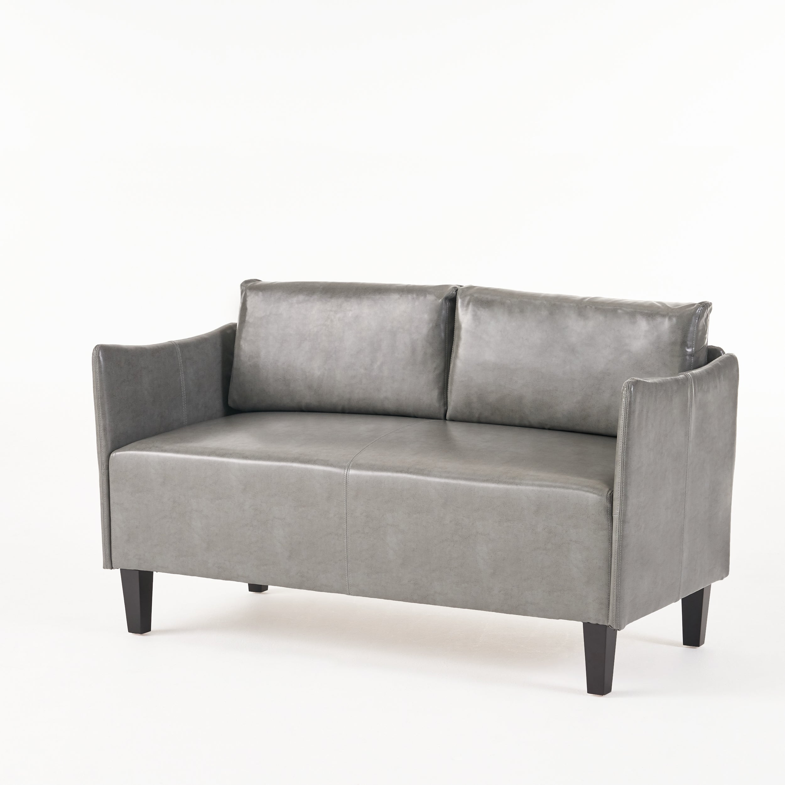 Nile Grey Leather Loveseat