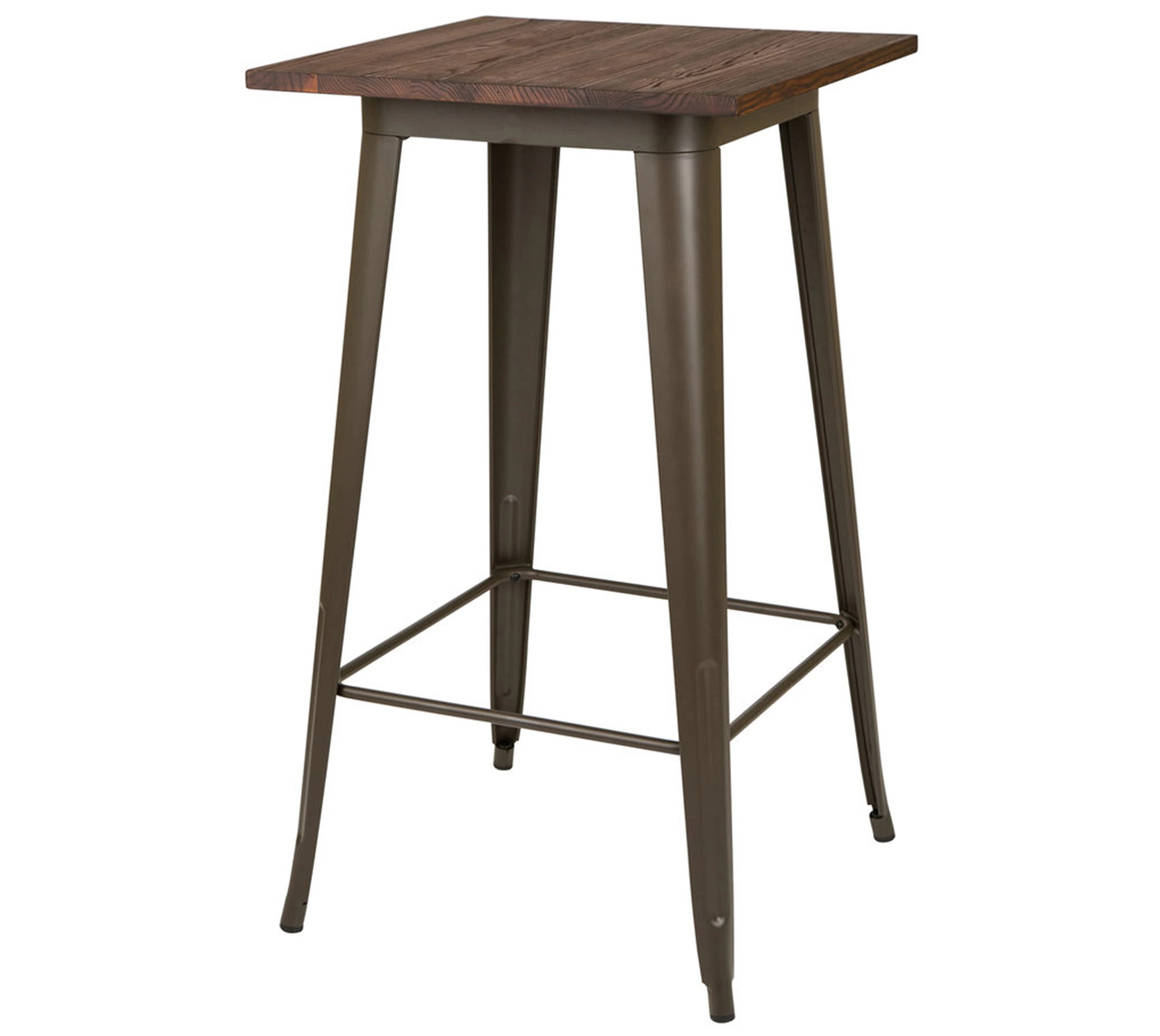 Glitzhome Steel Bar Table With Elm Wood Top