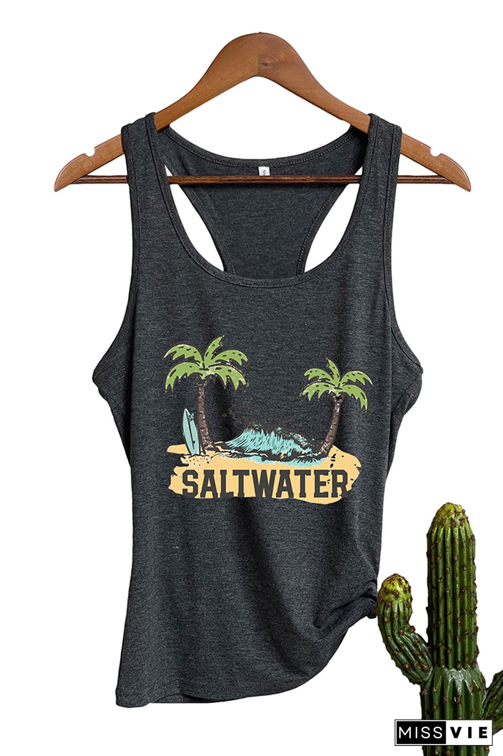 Salt Water Heals Everything Print Sleeveless Tank Top Wholesale