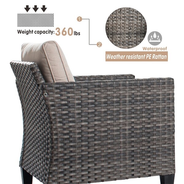 OVIOS 2piece Outdoor Highback Wicker Single Chairs