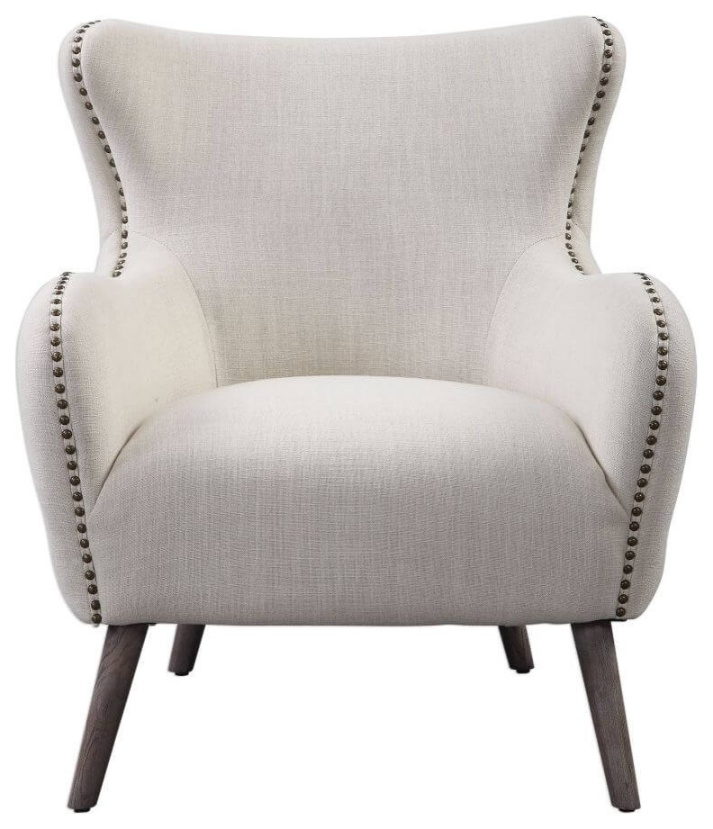 Uttermost Donya 31 x 35 quotAccent Chair  Cream   Midcentury   Armchairs And Accent Chairs   by Designer Lighting and Fan  Houzz