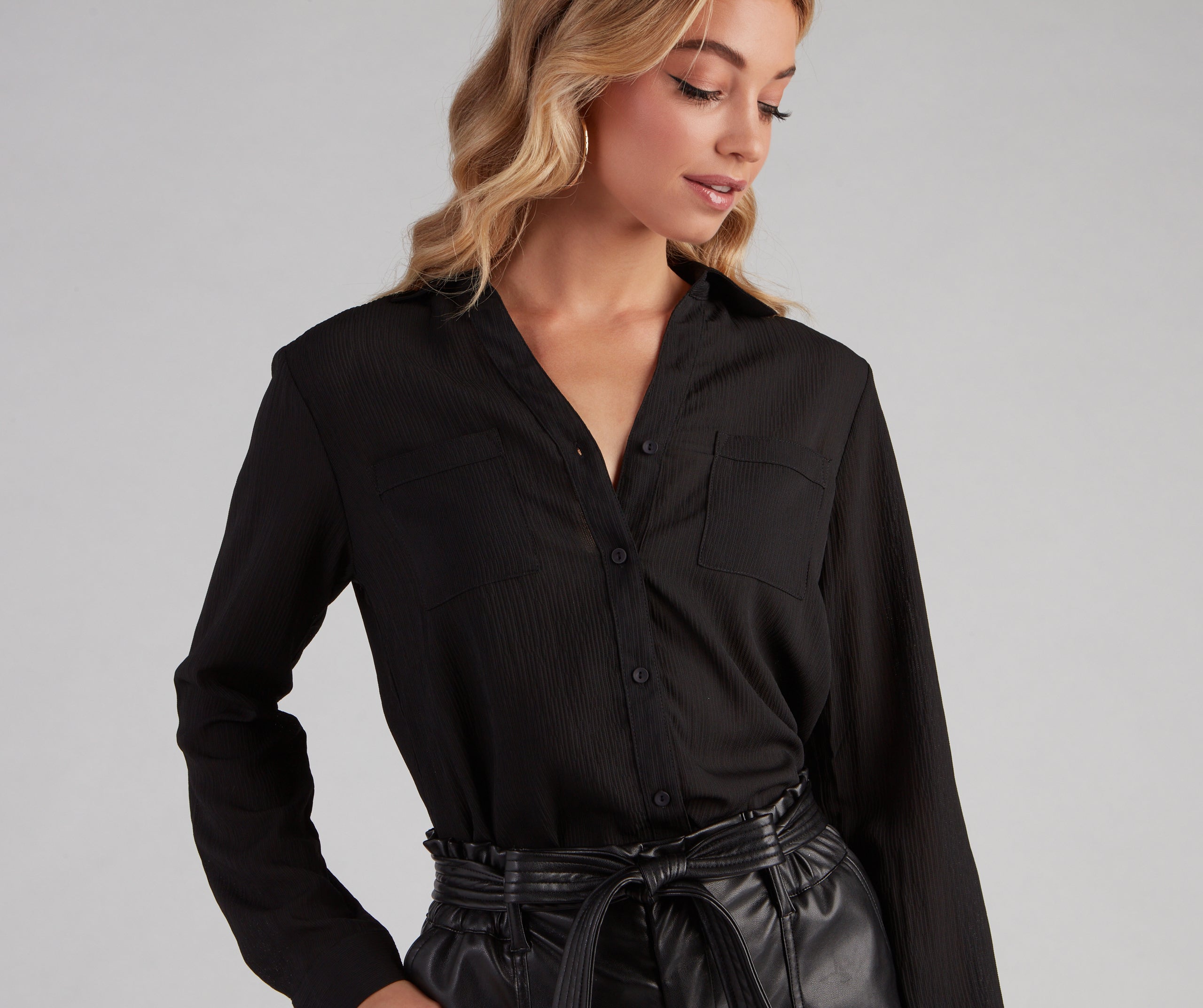 Chic Button-Down Chiffon Top