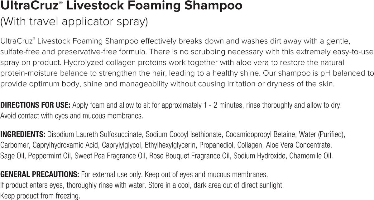 UltraCruz Foaming Livestock Shampoo