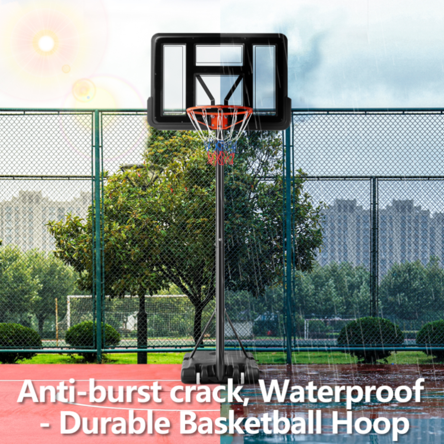 Outdoor Adjustable Basketball Stand, Portable Kids and Adult Basketball Stand, 4.2-10ft Height