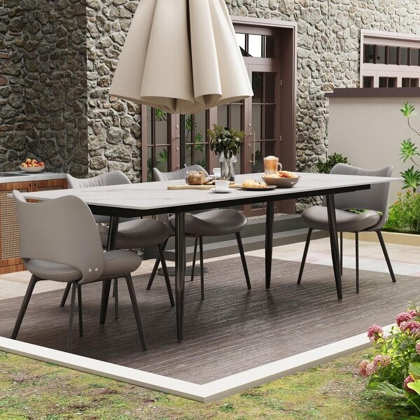 62.9in to 94.4in Outdoor Rectangular Sintered Stone Dining Table