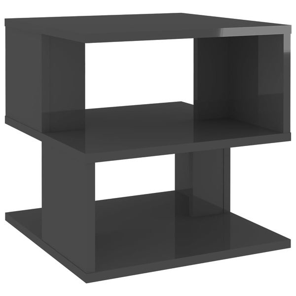 vidaXL Side Table High Gloss Gray 16