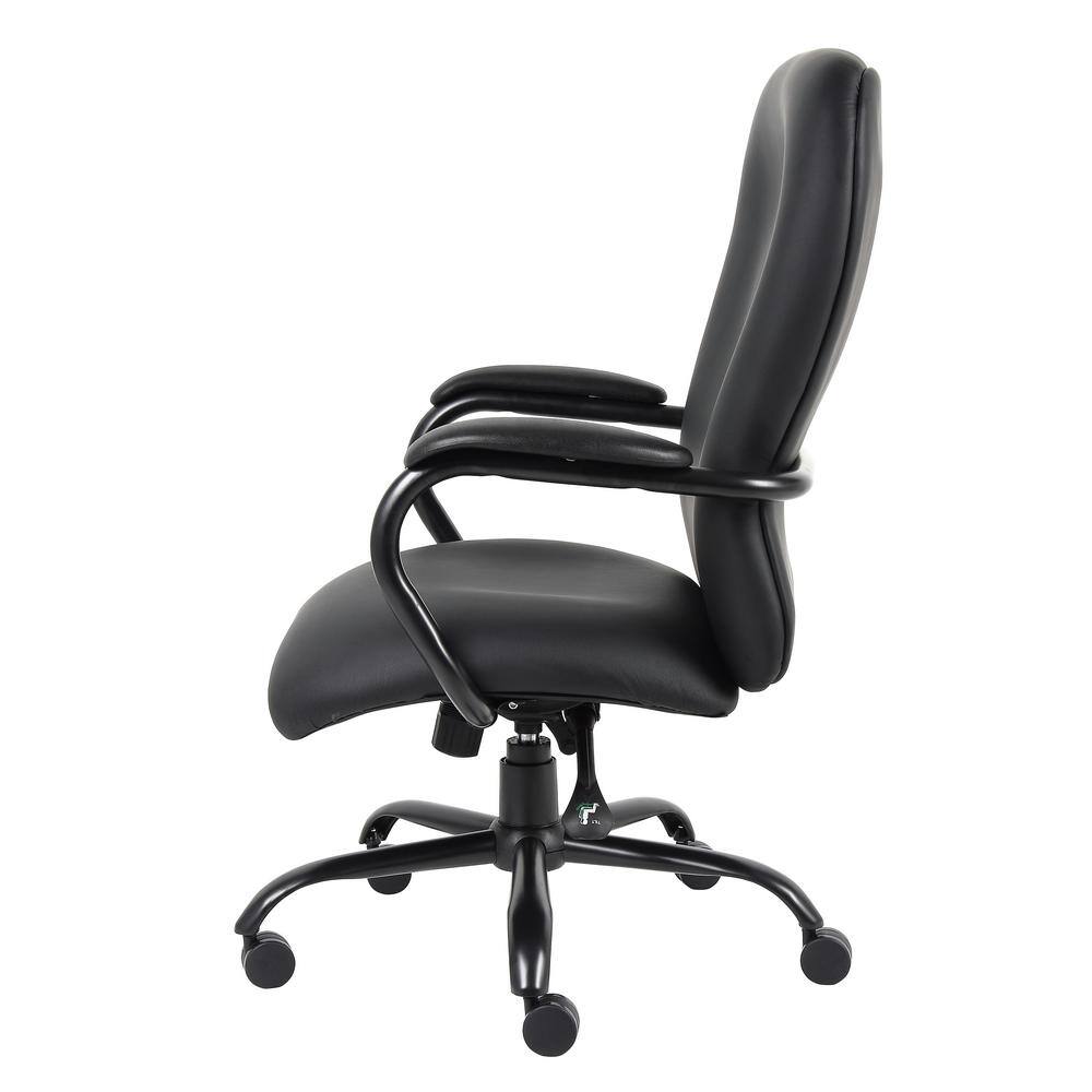 BOSS Office Products Black Vinyl Big and Tall Desk Chair Heavy Duty Black Steel Constuction 400 LB Capacity B990-CP