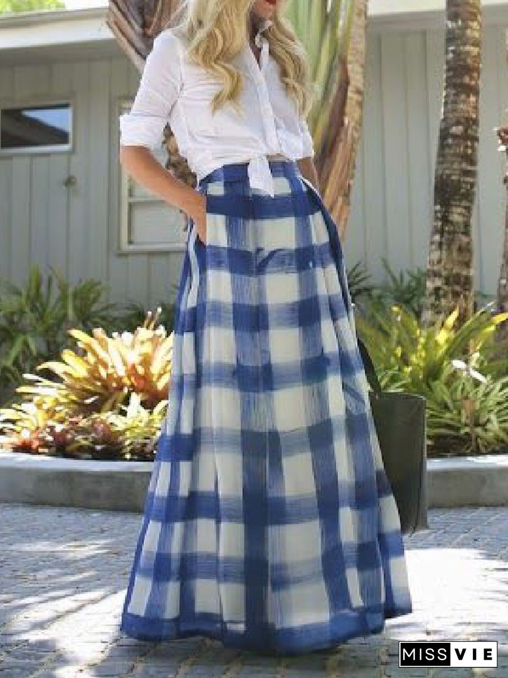 Loose Plaid Printed Skirts Bottoms