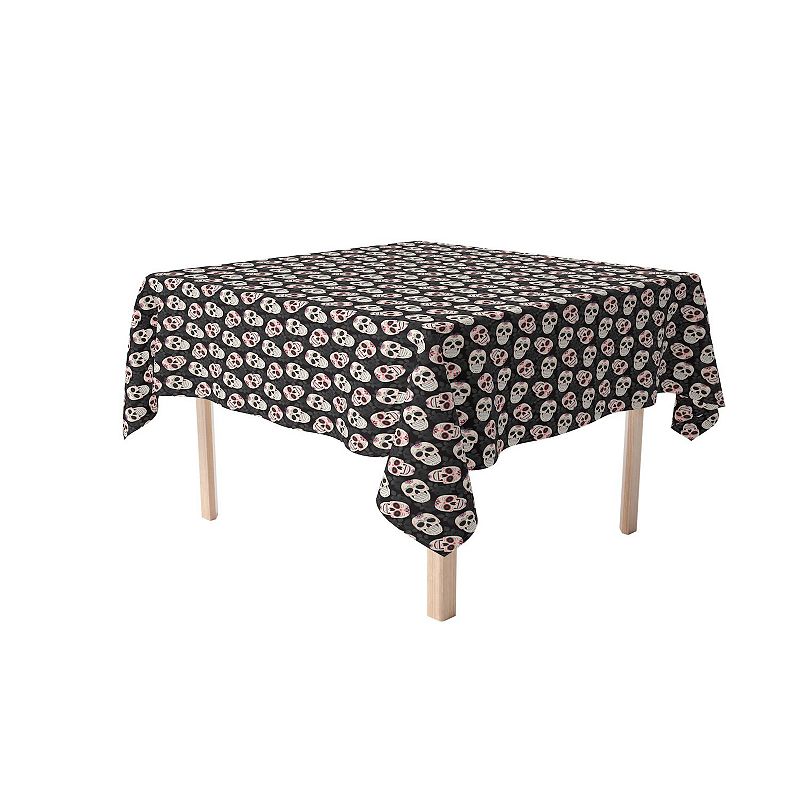 Square Tablecloth， 100% Polyester， 70x70， Dia De Los Muertes Skulls