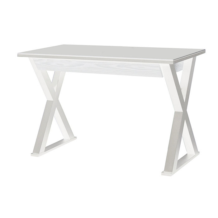 Walker Edison Home Office 48 Glass Metal Computer Desk - White